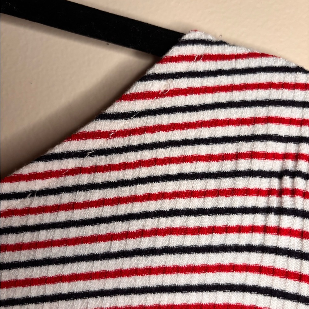 Striped Bell-Sleeve Knit Dress in Red and White - Picture 5 of 5